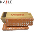 Fashion Design Orange Domino with White Dots in Wooden Box